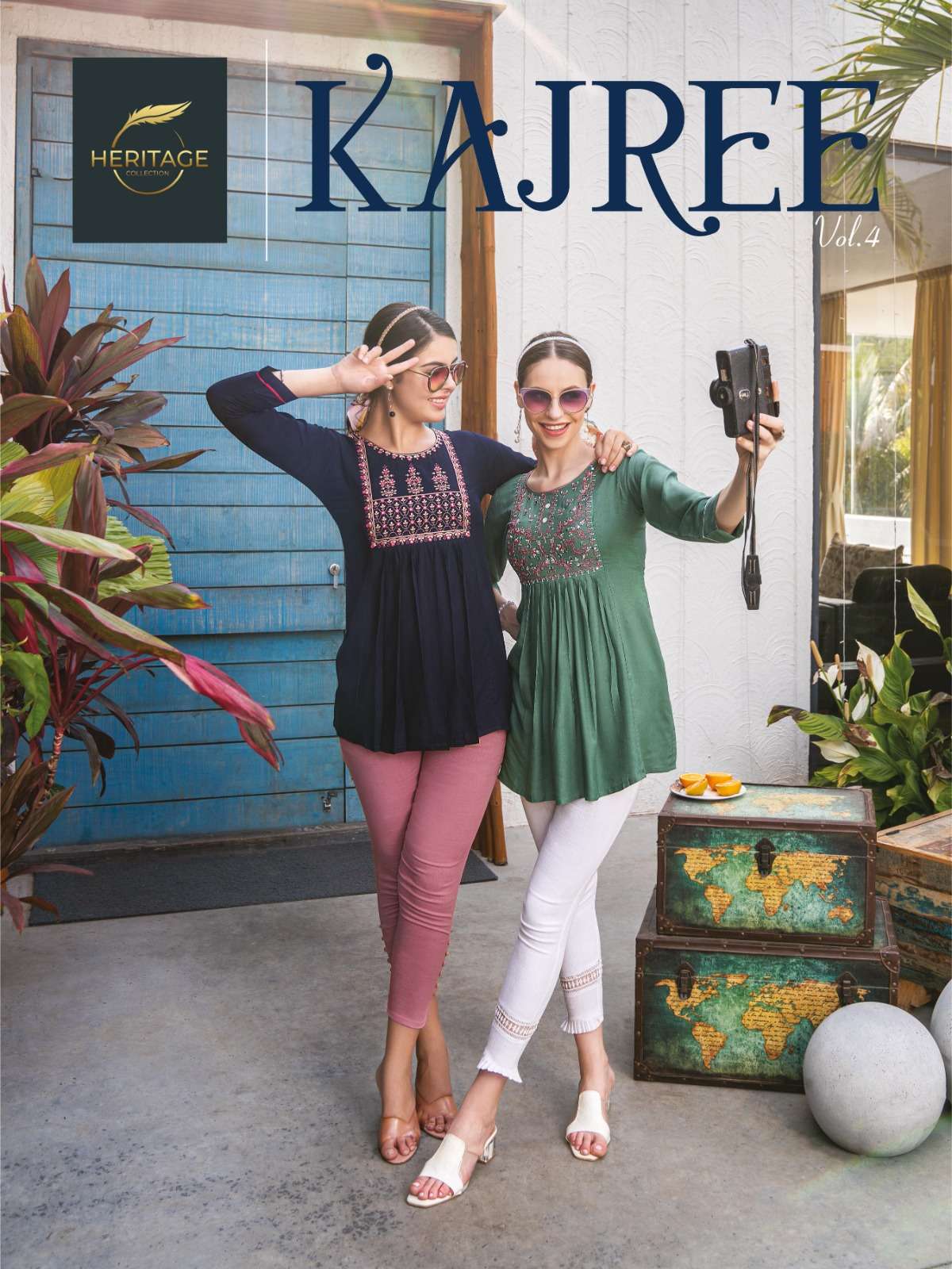 KAJREE VOL 4REYON FABRIC DESIGNER SHORT TOP WITH CONCEPT EMBROIDERY AND DETAILING BY HARITAGE BRAND POSTER